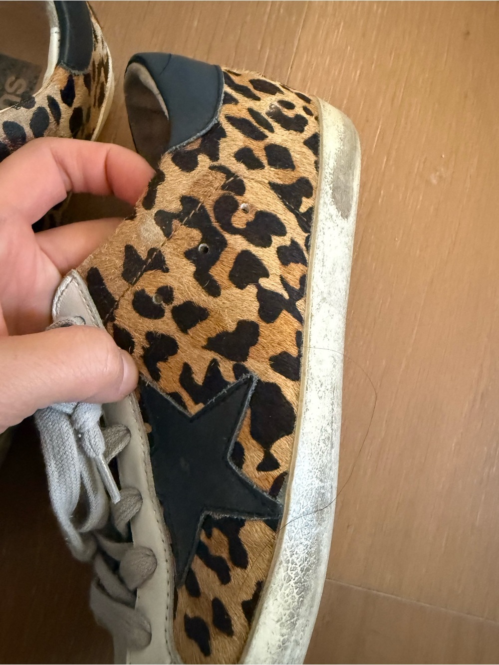 Golden Goose Leopard Print style Low-Top Sneakers with Black Star and Gray Suede - Picture 2 of 7